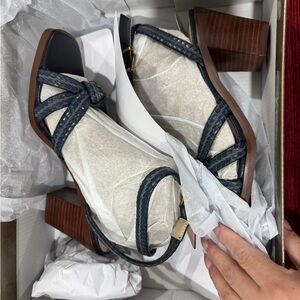 Giani Bernini Ankle-Strap Block Heel Sandals in Navy